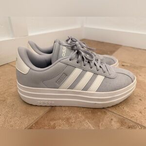 adidas Women's Light Gray & White Court Bold Sneakers